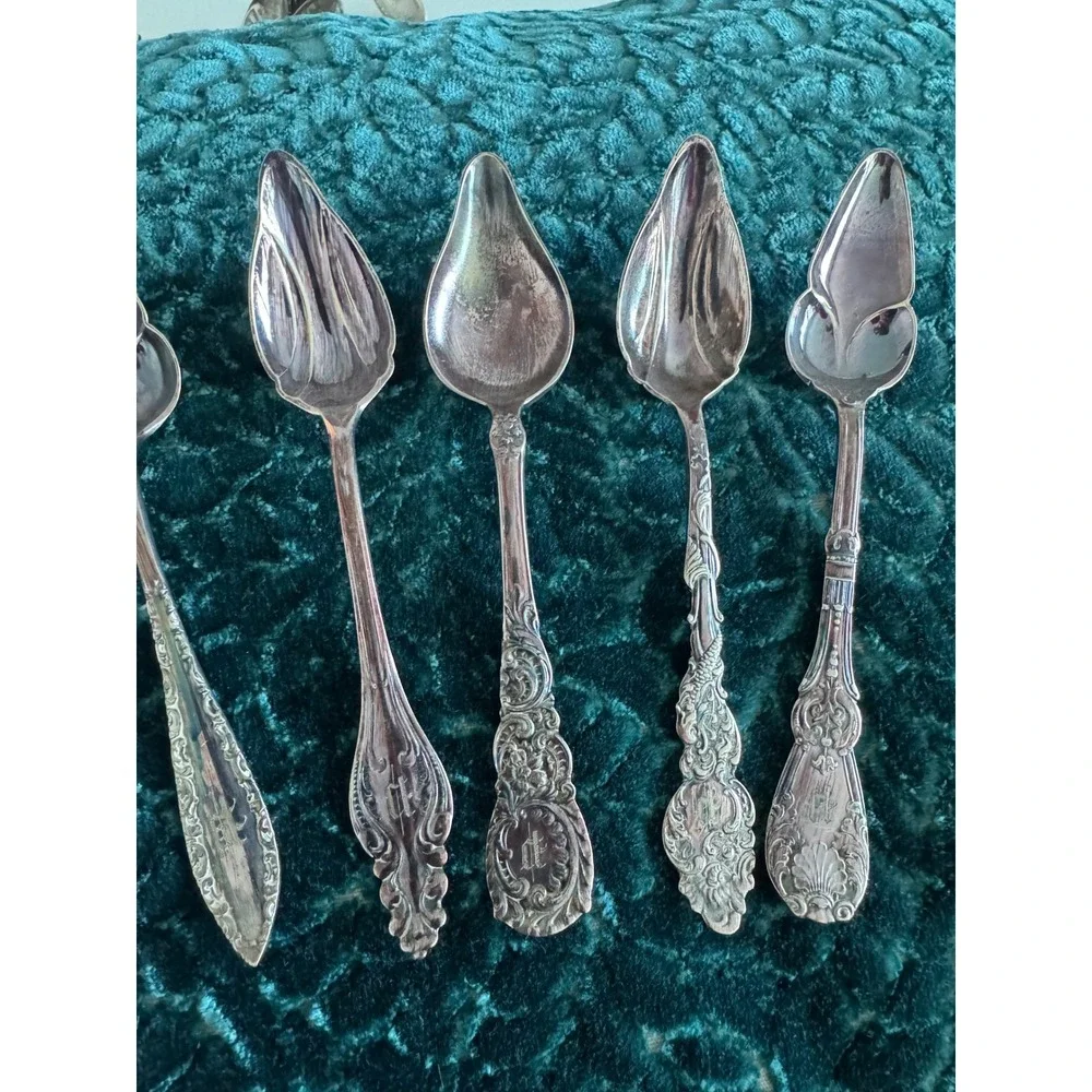 Set of 6 Vintage Rogers & Bro Silverplate Grapefruit/Citrus Spoons Monogrammed